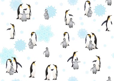 İmparator penguenler seamless modeli. Vektör çizim.
