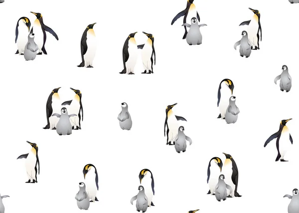 Kejsarpingviner Sömlösa Mönster Vektorillustration — Stock vektor