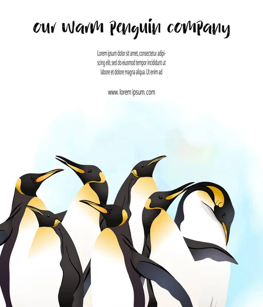 Familie Van Keizer Pinguïns Met Slogan Vectorillustratie — Stockvector