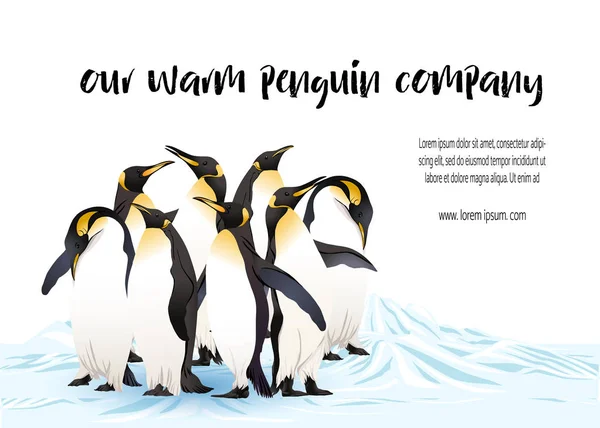 Kejsarpingviner Familj Med Slogan Vektorillustration — Stock vektor