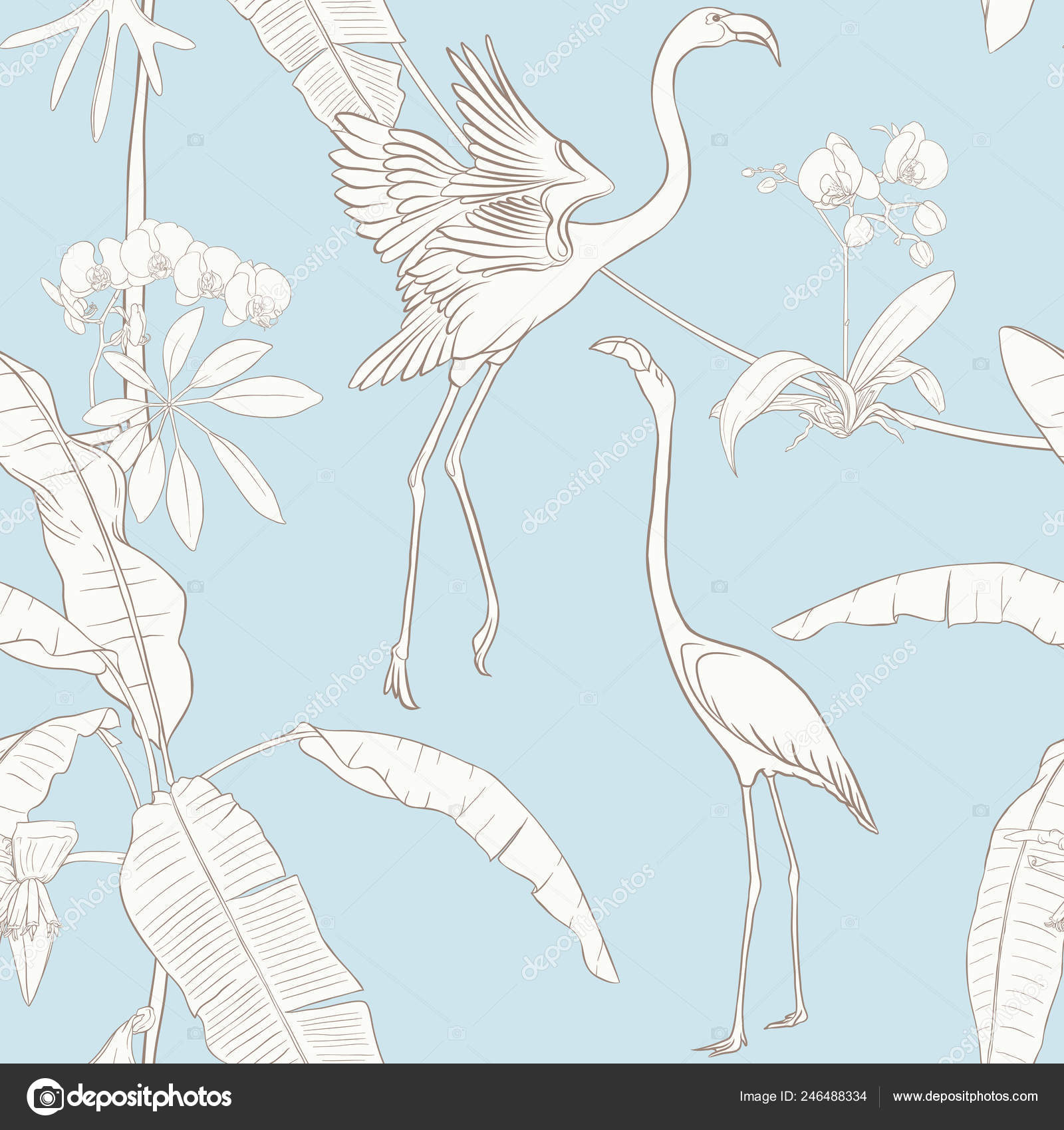 배경입니다 난초와 드로잉 일러스트 션입니다 빈티지 블루와 스톡 벡터 - ©ElenaBesedina 246488334, image size:1600x1700