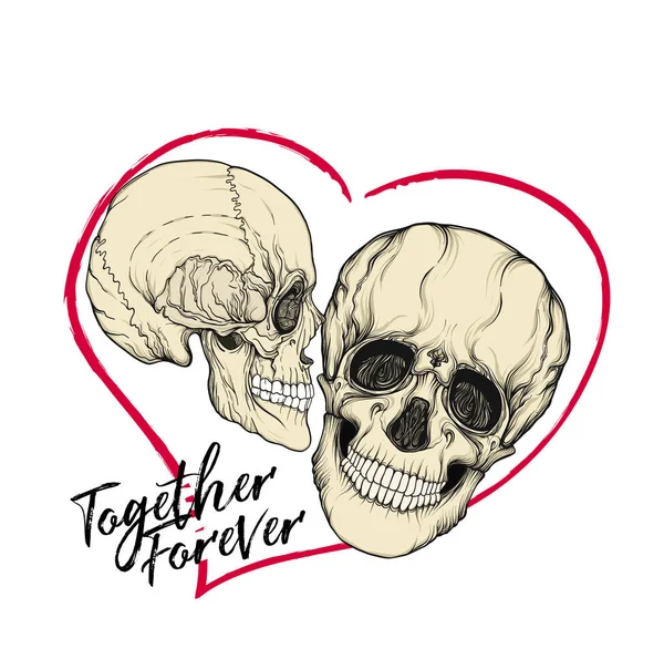 Crânios Humanos Com Slogan Para Sempre Bom Para Impressão Camisetas — Vetor de Stock