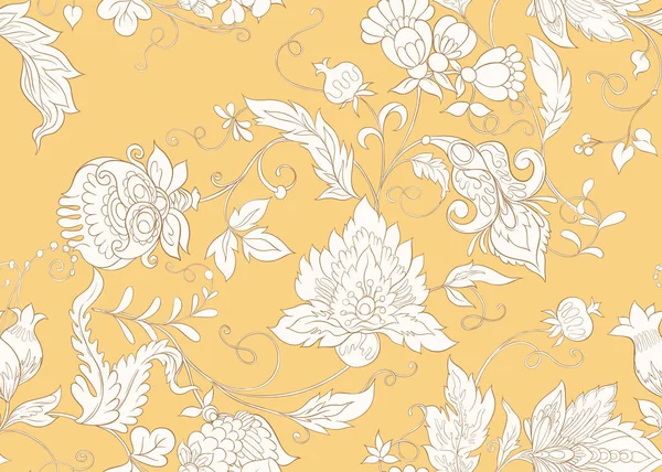 Motif Sans Couture Avec Des Fleurs Ornementales Stylisées Dans Style — Image vectorielle