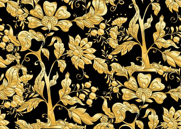 Фантастичний Квітковий Безшовний Візерунок Джакобському Стилі Вишивки Вінтажному Старому Ретро — стоковий вектор