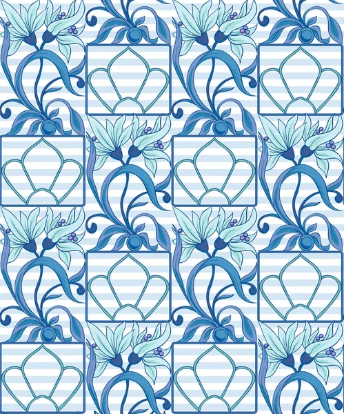 Naadloze patroon, achtergrond met bloemmotief in Art Nouveau — Stockvector