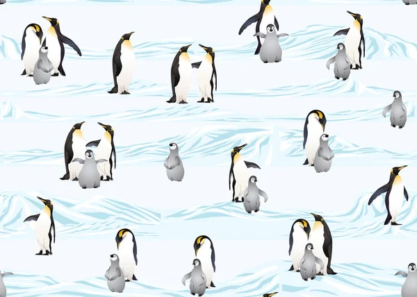 Kejsar pingviner sömlösa mönster. — Stock vektor