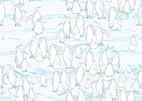 Kejsar pingviner sömlösa mönster. — Stock vektor