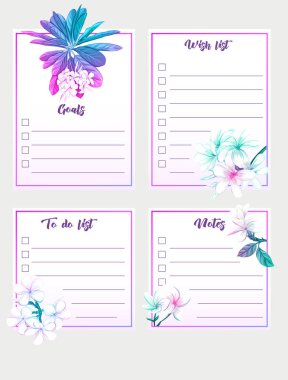 Tropikal planları ve kuşlar ile stokers seti.