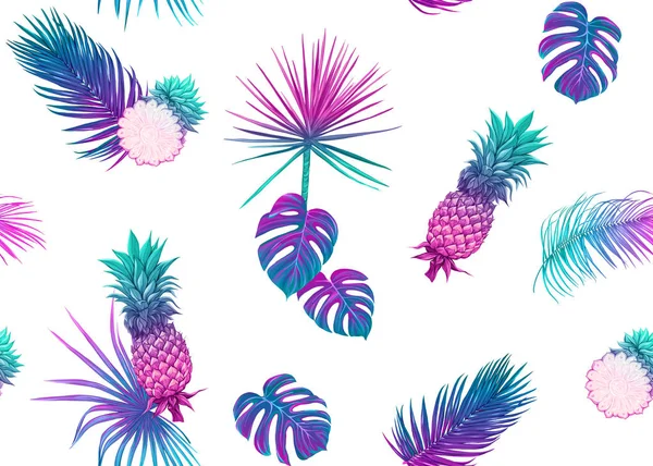 Modèle sans couture, fond avec des plantes tropicales , — Image vectorielle