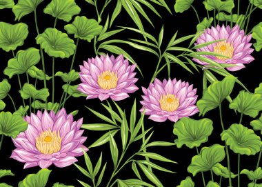 Dikişsiz desen, tropikal bitkiler ile arka plan