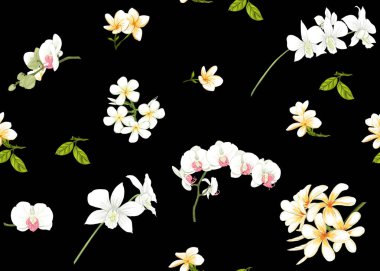 Dikişsiz desen, tropikal bitkiler ile arka plan