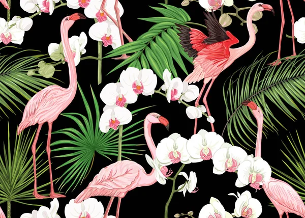 Modèle sans couture, fond avec des plantes tropicales — Image vectorielle