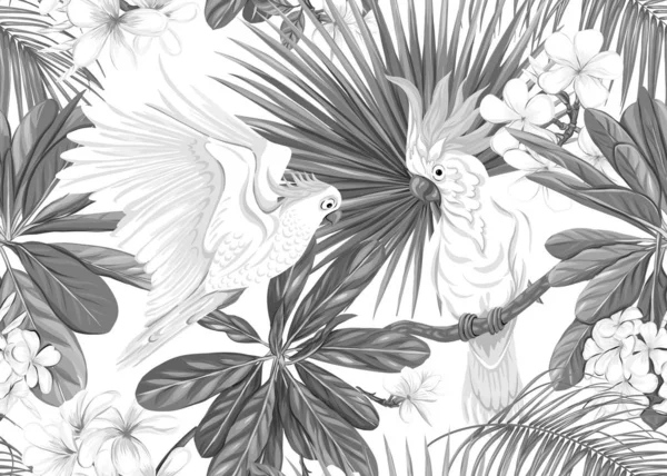 Modèle sans couture, fond avec des plantes tropicales — Image vectorielle