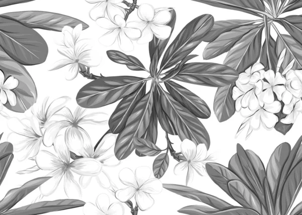 シームレスなパターン、熱帯植物との背景 — ストックベクタ