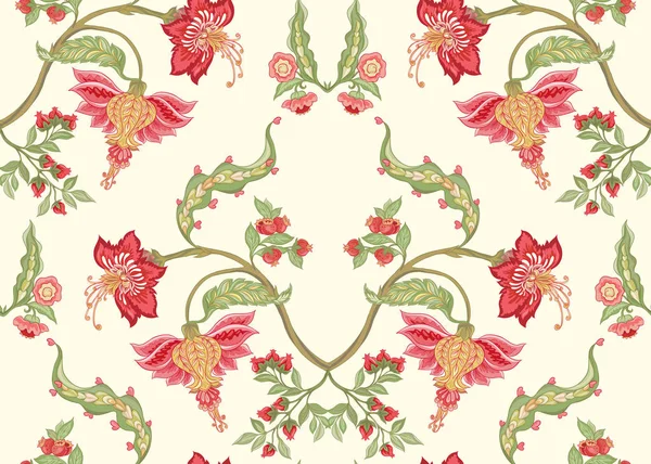 様式化された装飾花とシームレスなパターン — ストックベクタ