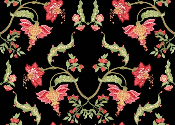 Бесшовный узор со стилизованными декоративными цветами — стоковый вектор