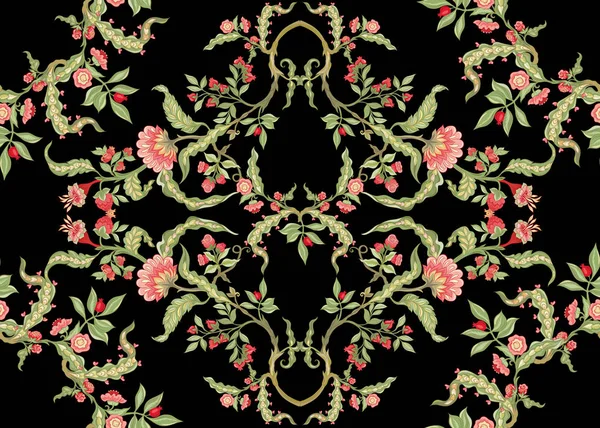Patrón sin costura con flores ornamentales estilizadas — Archivo Imágenes Vectoriales