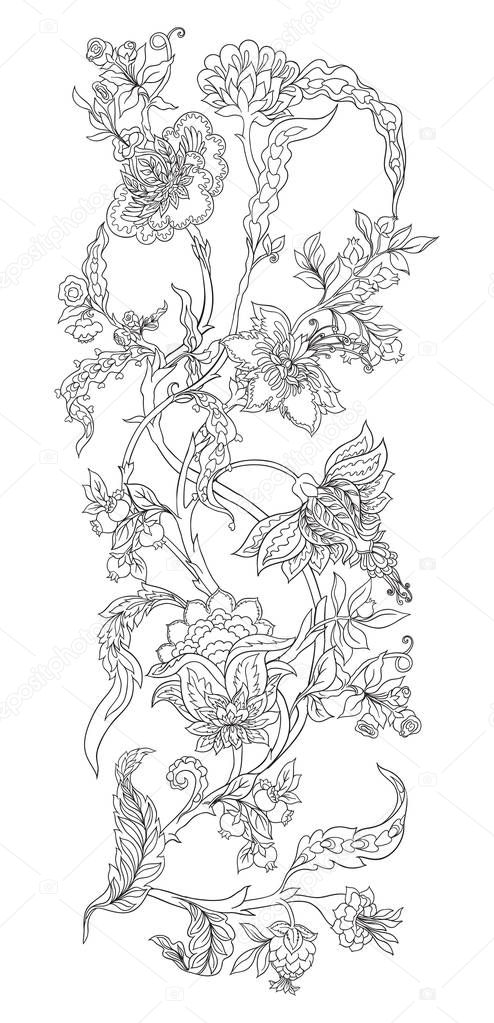 Seamless pattern with stylized ornamental flowers 