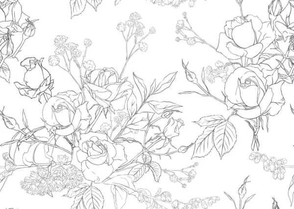 Roses seamless pattern — Stock Vector