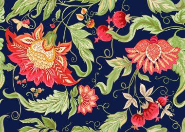 Stylized ornamental flowers in vintage style clipart