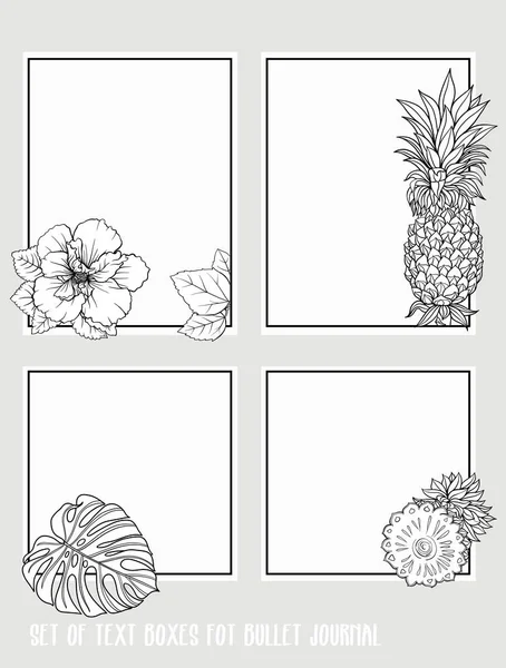 Conjunto de fogones con planos tropicales y pájaros . — Vector de stock