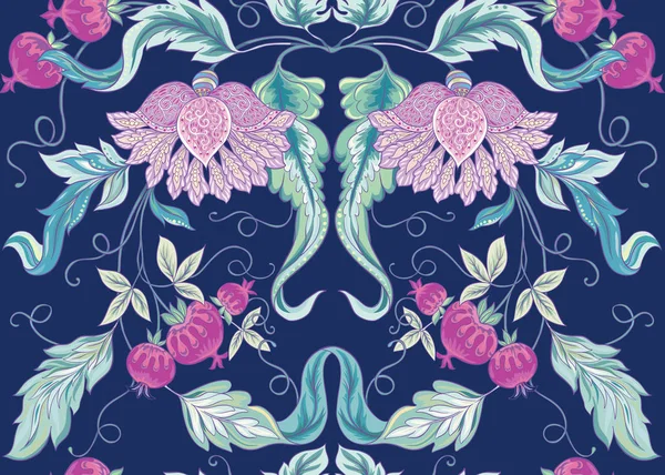 Flores ornamentales estilizadas en estilo vintage — Vector de stock