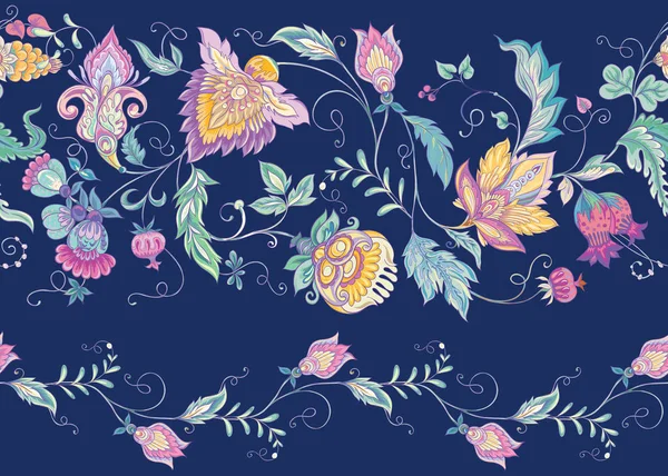 Fleurs ornementales stylisées dans un style vintage — Image vectorielle