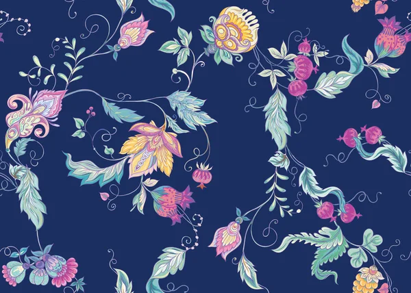 Fleurs ornementales stylisées dans un style vintage — Image vectorielle