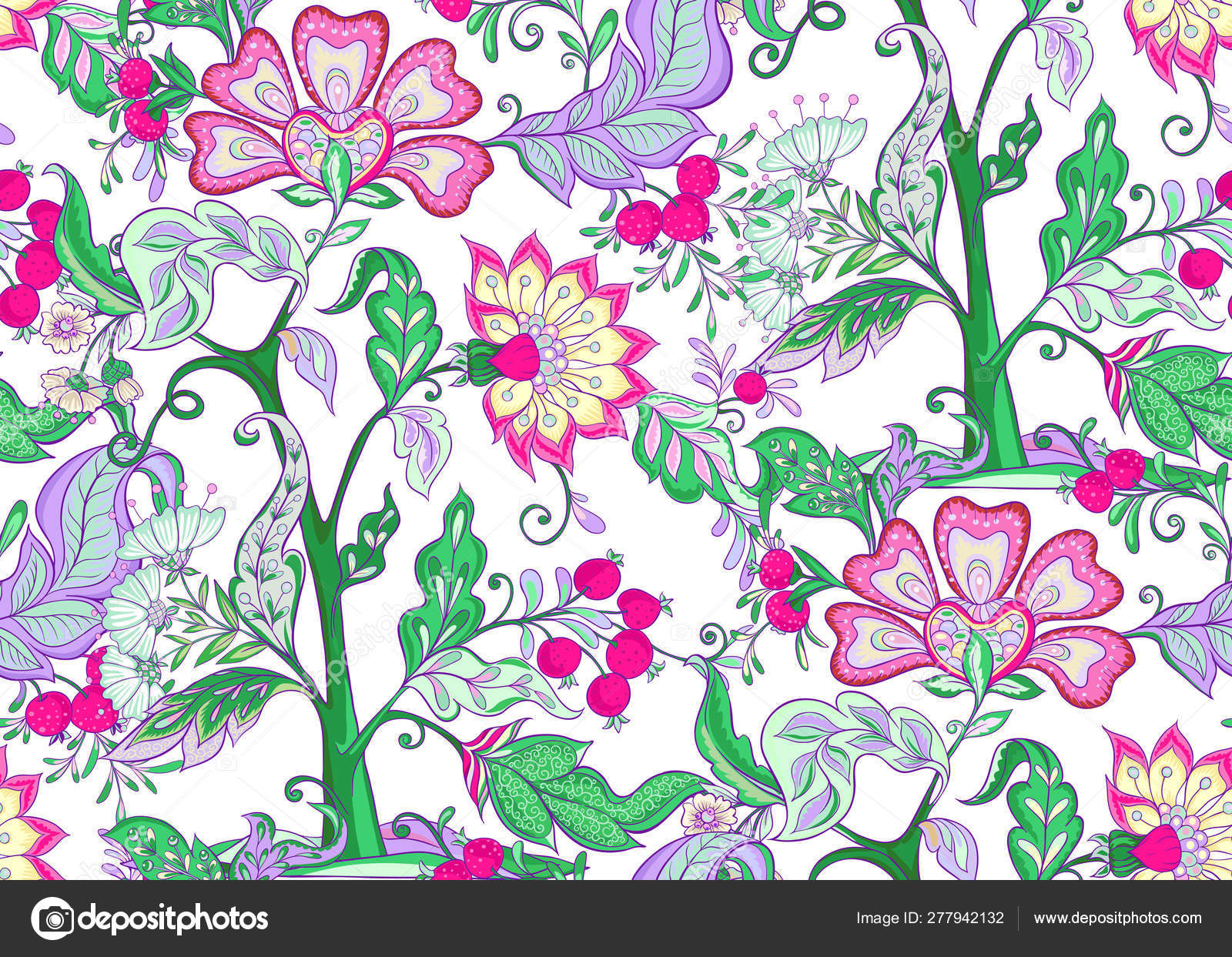 幻想花无缝图案 图库矢量图像 C Elenabesedina