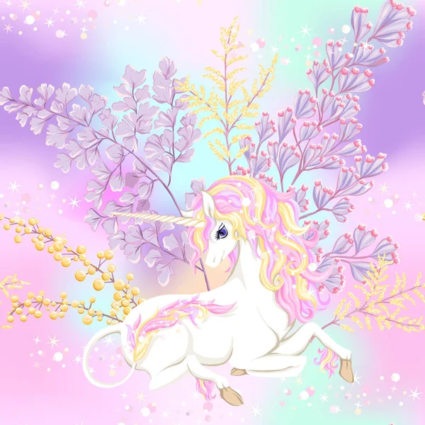 Seamless pattern, background with unicorn — Stock Vector