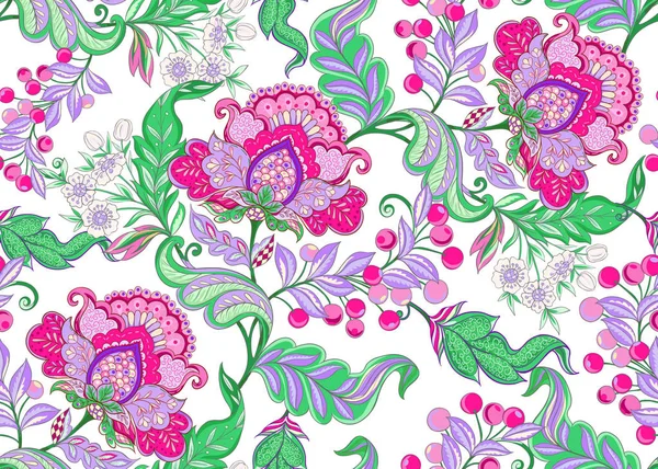 Fantasía patrón floral sin costura — Vector de stock