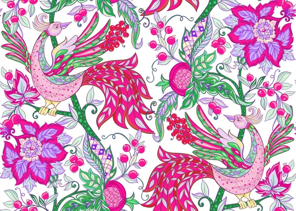 Fantaisie motif floral sans couture — Image vectorielle