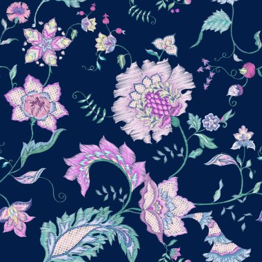 Stilize nakış süs çiçekleri 