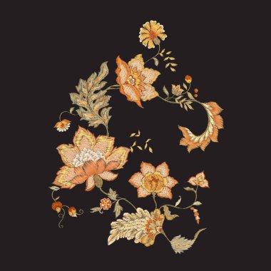 Retro stilize süs çiçekleri, vintage tarzı. 