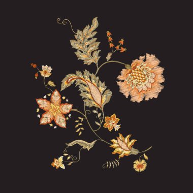 Retro stilize süs çiçekleri, vintage tarzı. 