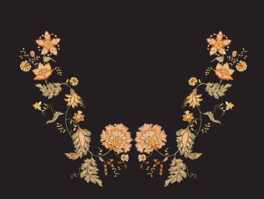 Retro stilize süs çiçekleri, vintage tarzı. 