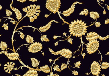 Çiçek ve kuş ile Hint etnik desen.