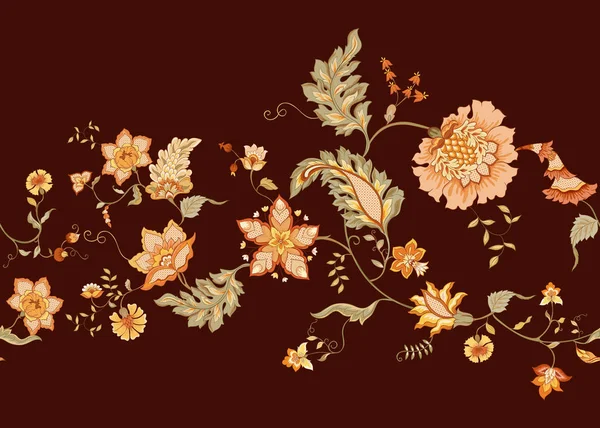Στυλιζαρισμένα διακοσμητικά λουλούδια σε vintage στυλ — Διανυσματικό Αρχείο