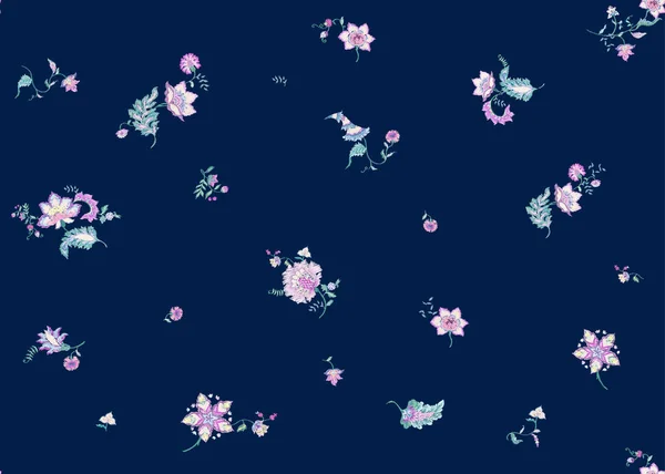 Broderie stylisée fleurs ornementales — Image vectorielle