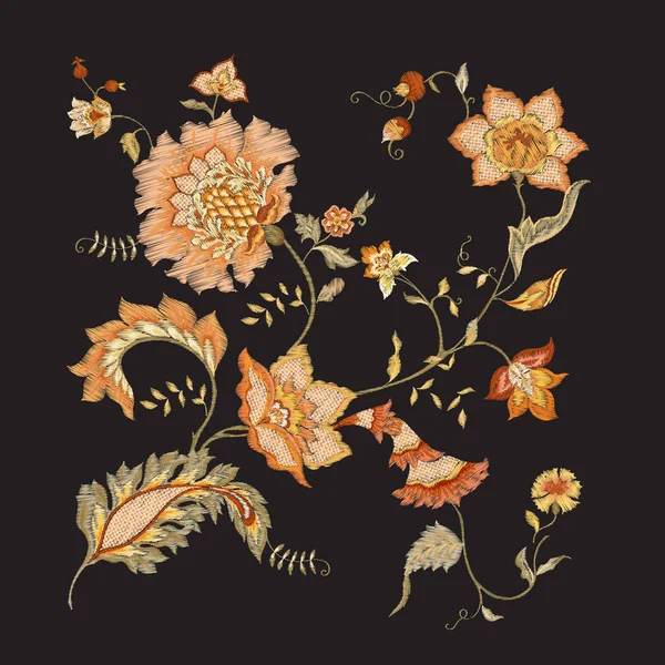 Стилизованные декоративные цветы в ретро, винтажном стиле . — стоковый вектор