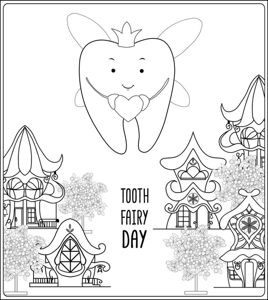 Hada de los dientes. Dibujos animados vectoriales ilustración . — Archivo Imágenes Vectoriales