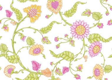 Dikişsiz Hint çiçek etnik desen 