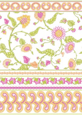 Dikişsiz Hint çiçek etnik desen 