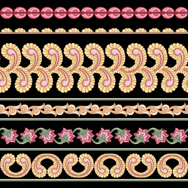 Modèle ethnique floral indien sans couture — Image vectorielle