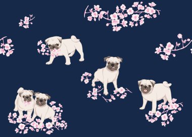 Pug köpek vektör illüstrasyon.