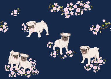 Pug köpek vektör illüstrasyon.