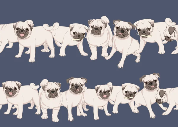 Mops Hund Vektor Illustration. — Stockvektor