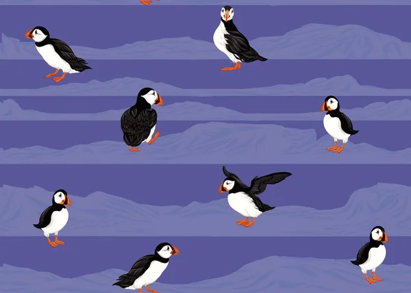 Arctic Puffins sömlösa mönster. — Stock vektor