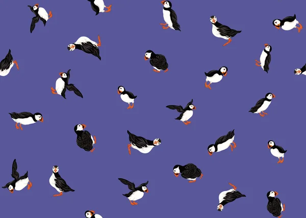 Arctic Puffins sömlösa mönster. — Stock vektor