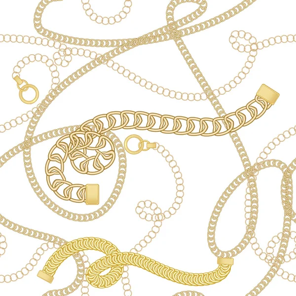 Goldketten und Gürtel nahtlose Muster — Stockvektor